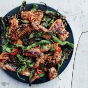Grilled Chicken Wings with Shishito Peppers and Herbs